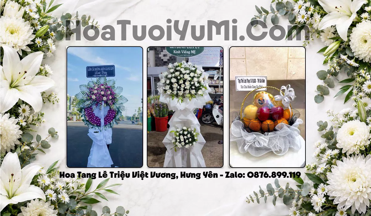 Kệ hoa viếng đám tang tại Xã Triệu Việt Vương