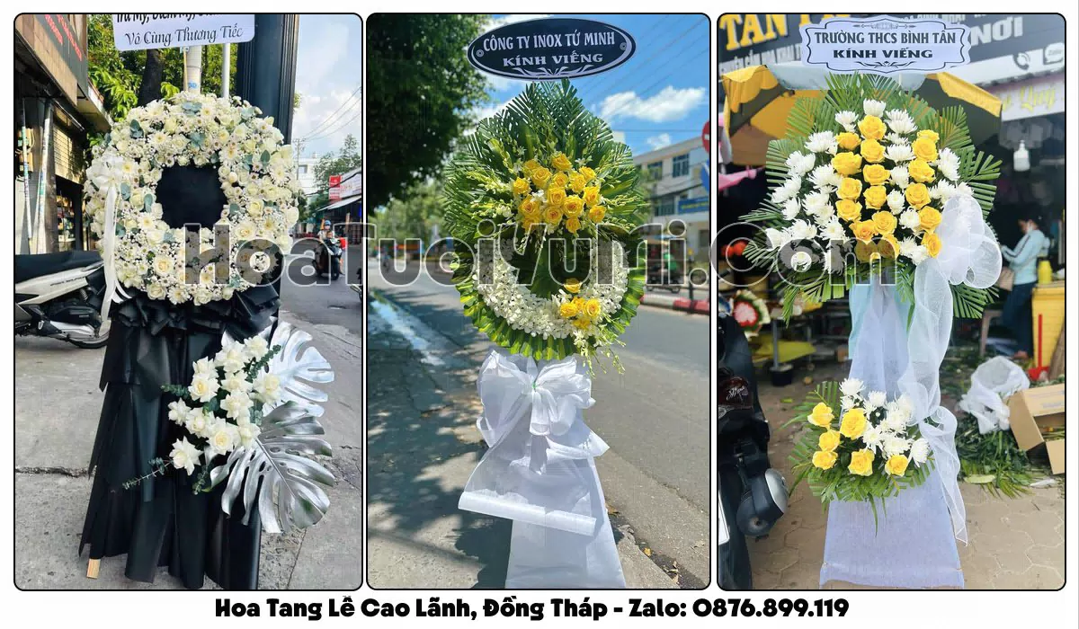 vòng hoa viếng đám tang tại Cao Lãnh Đồng Tháp
