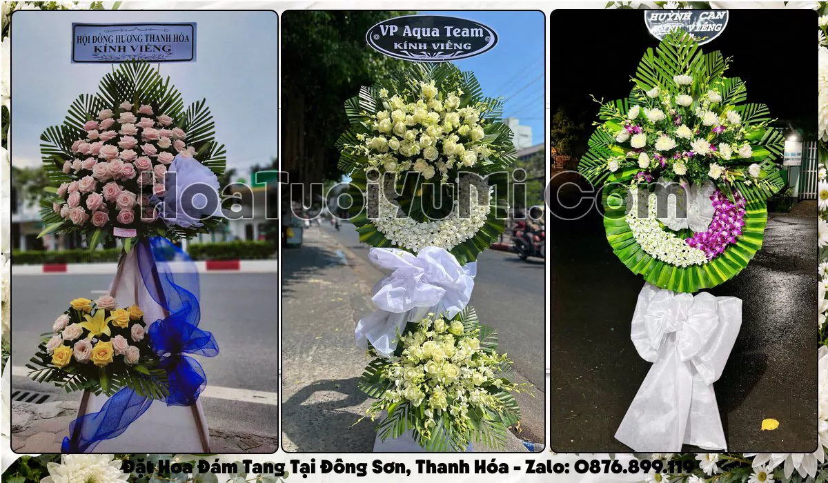 Vòng hoa viếng đám tang tại Phường Đông Sơn, Thanh Hóa
