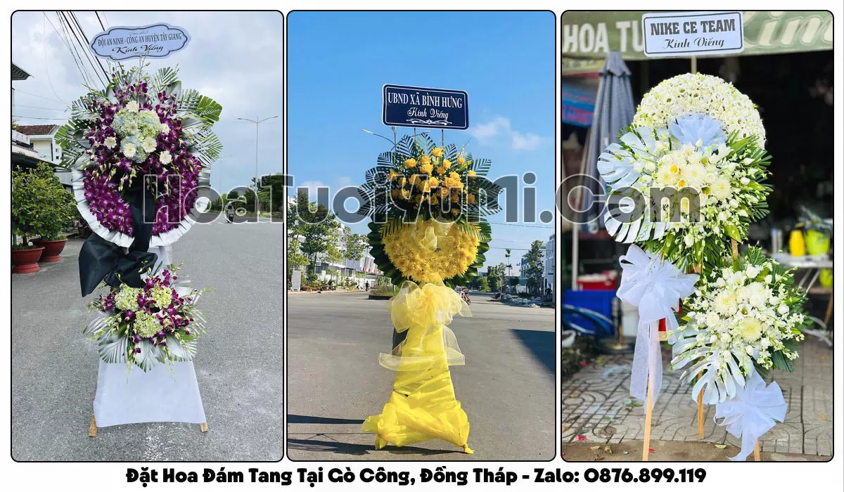 vòng hoa viếng đám tang tại Phường Gò Công Đồng Tháp
