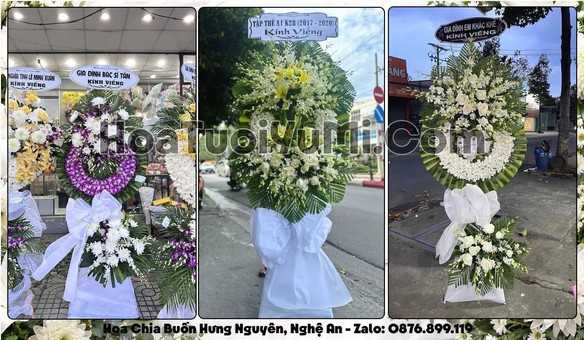 Vòng hoa viếng đám tang tại Xã Hưng Nguyên, Nghệ An