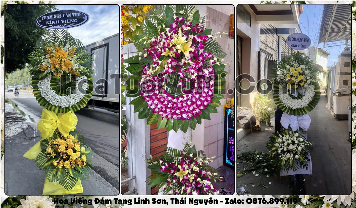 vòng hoa viếng đám tang tại Linh Sơn Thái Nguyên