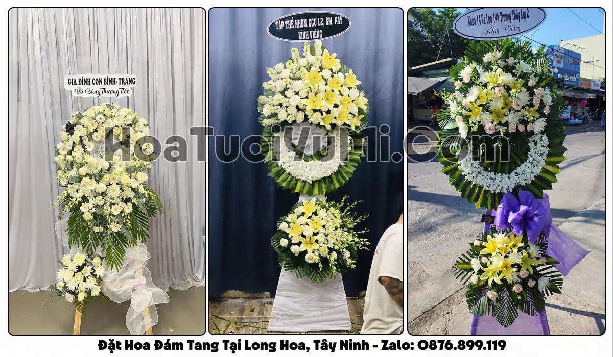 Vòng hoa viếng đám tang tại Phường Long Hoa, Tây Ninh
