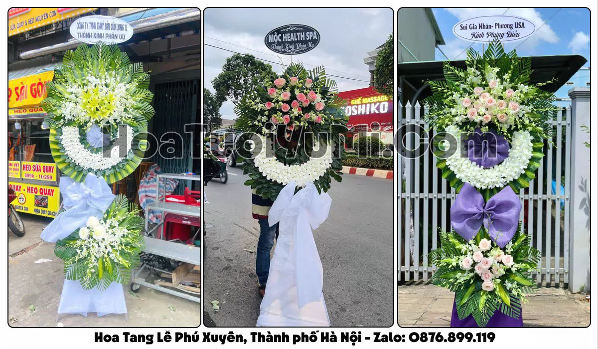 Vòng hoa viếng đám tang tại Xã Phú Xuyên, Hà Nội