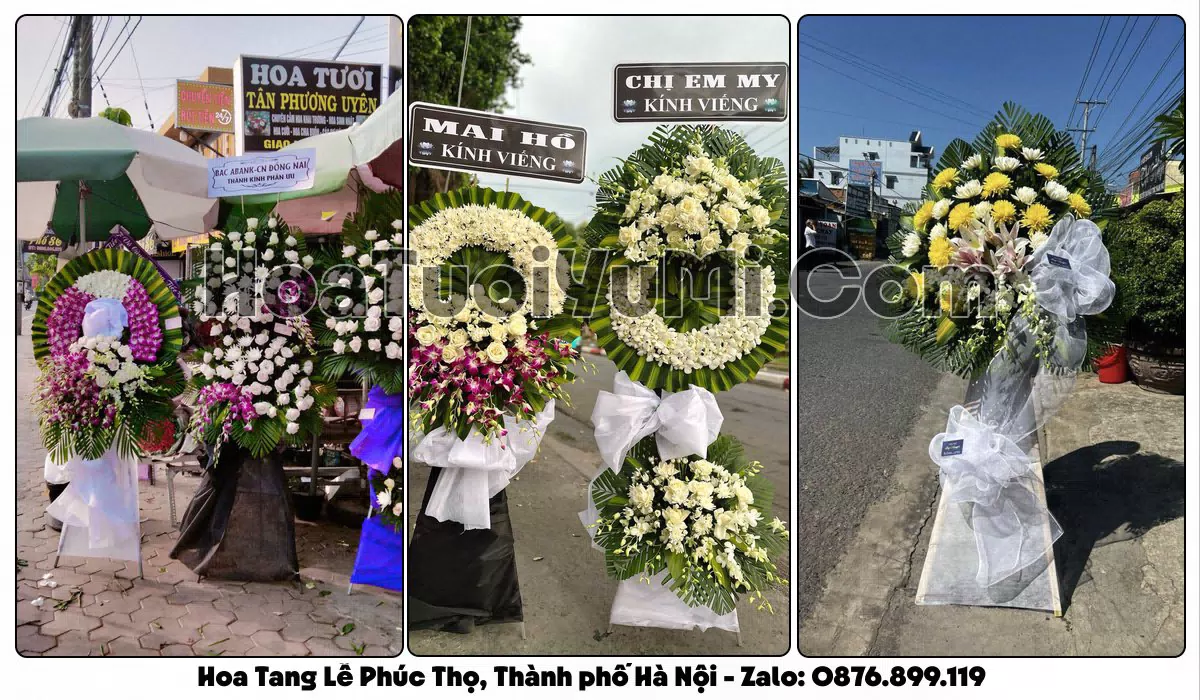 Vòng hoa viếng đám tang tại Xã Phúc Thọ, Hà Nội