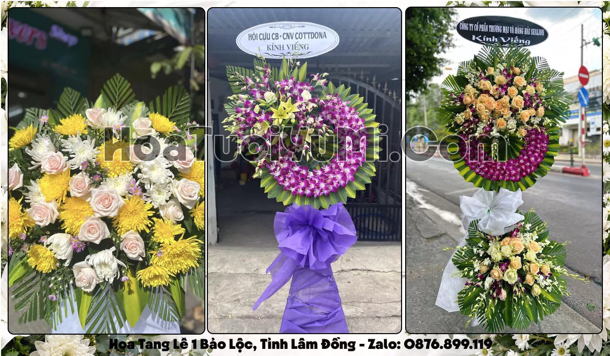 Vòng hoa viếng đám tang tại Phường 1 Bảo Lộc, Tỉnh Lâm Đồng