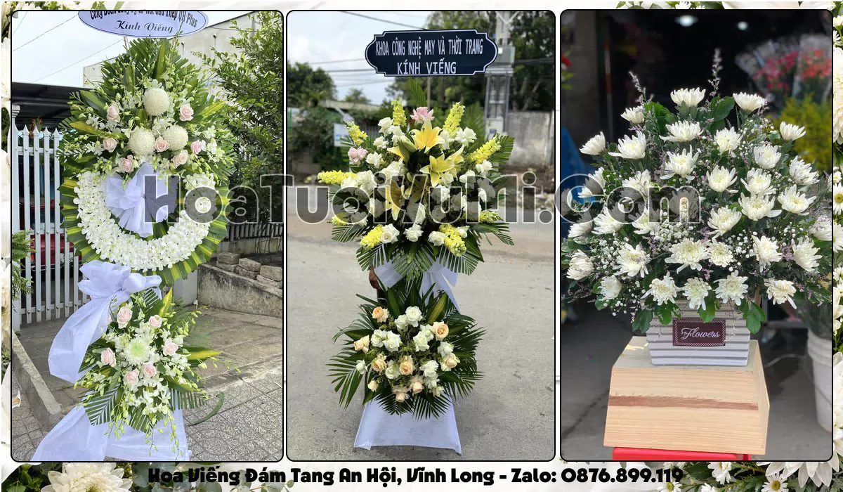 Vòng hoa viếng đám tang tại Phường An Hội, Vĩnh Long