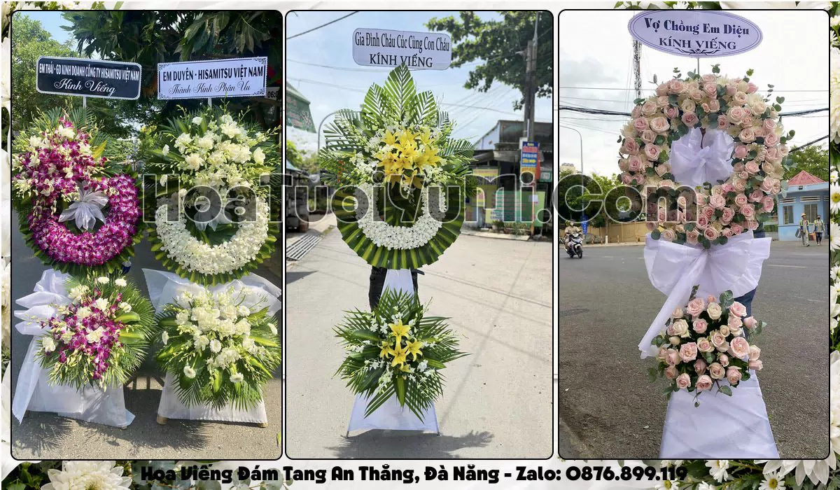 vòng hoa viếng đám tang tại Phường An Thắng, Đà Nẵng