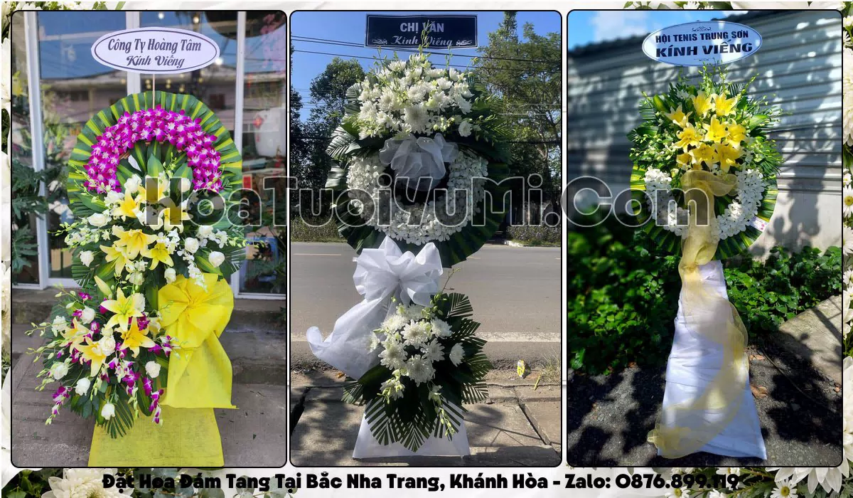 Vòng hoa viếng đám tang tại Phường Bắc Nha Trang, Tỉnh Khánh Hòa