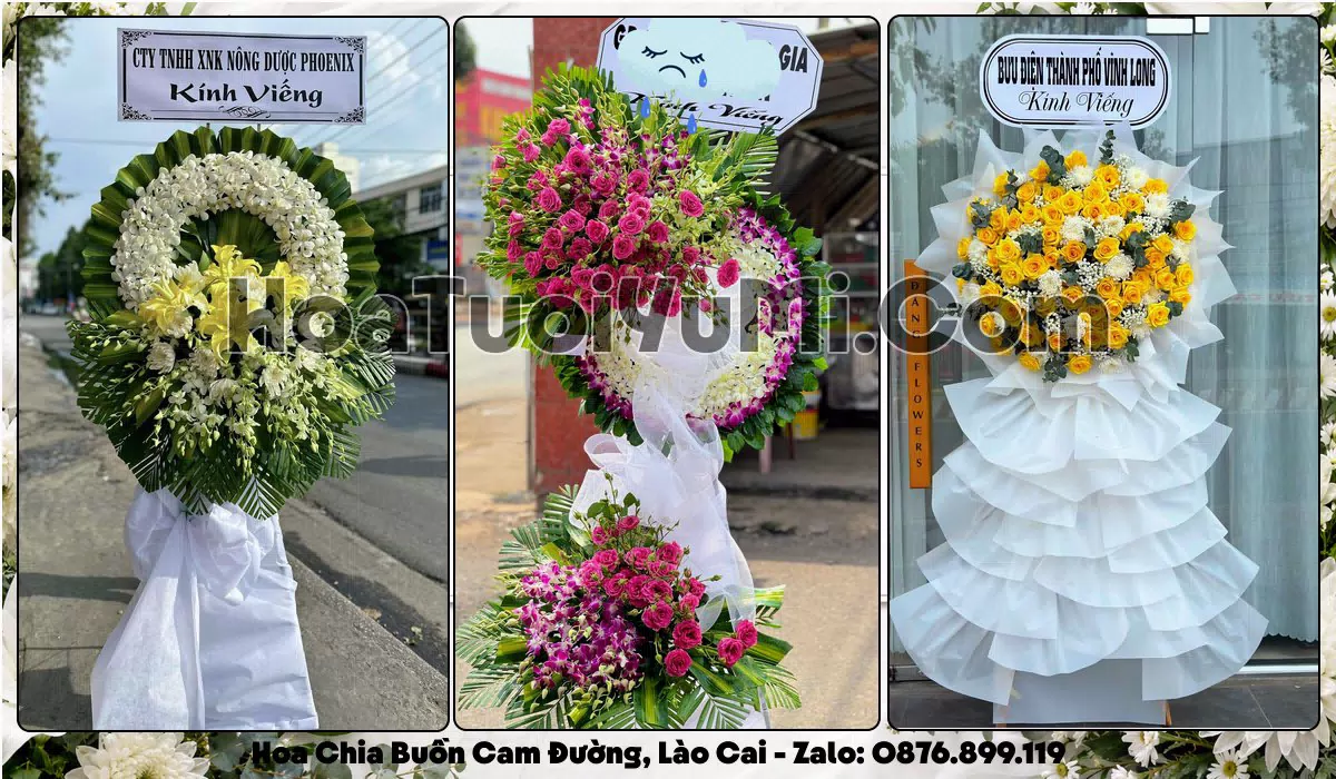Vòng hoa viếng đám tang tại Phường Cam Đường, Lào Cai