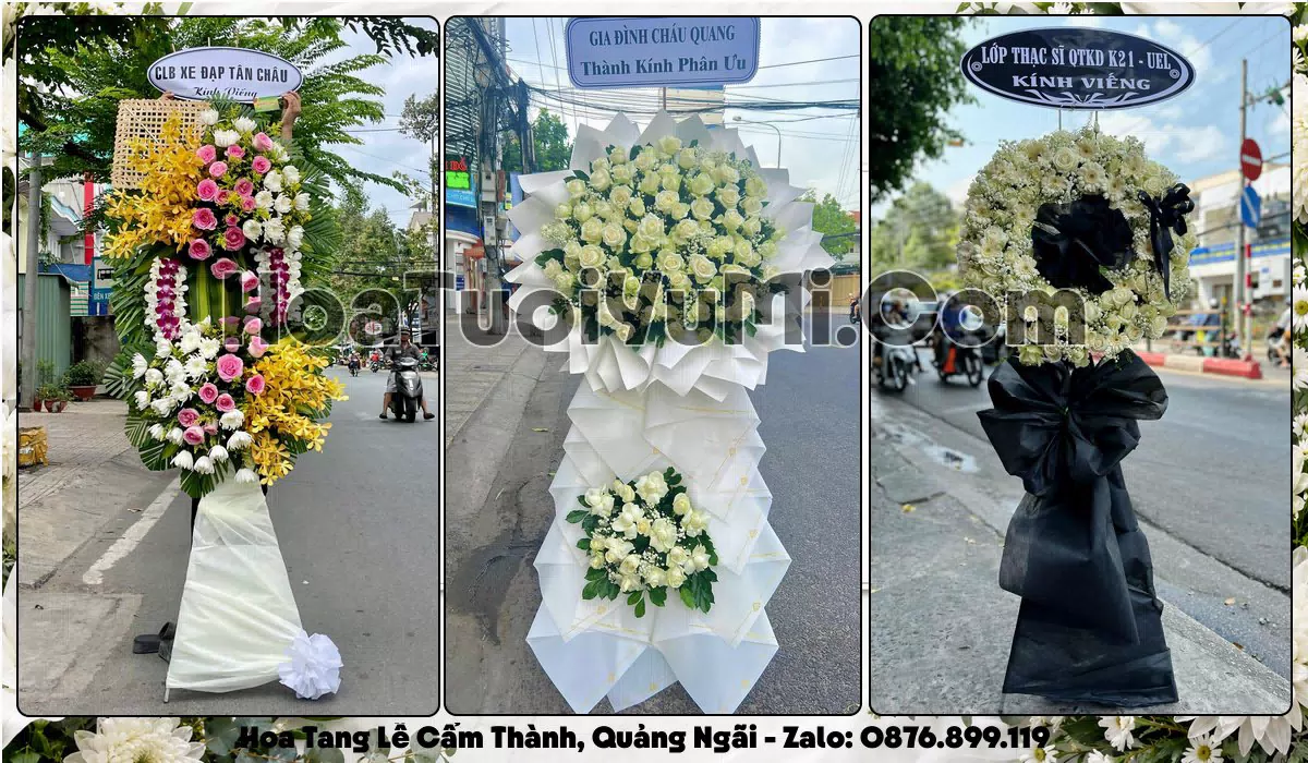 Vòng hoa viếng đám tang tại Phường Cẩm Thành, Tỉnh Quảng Ngãi