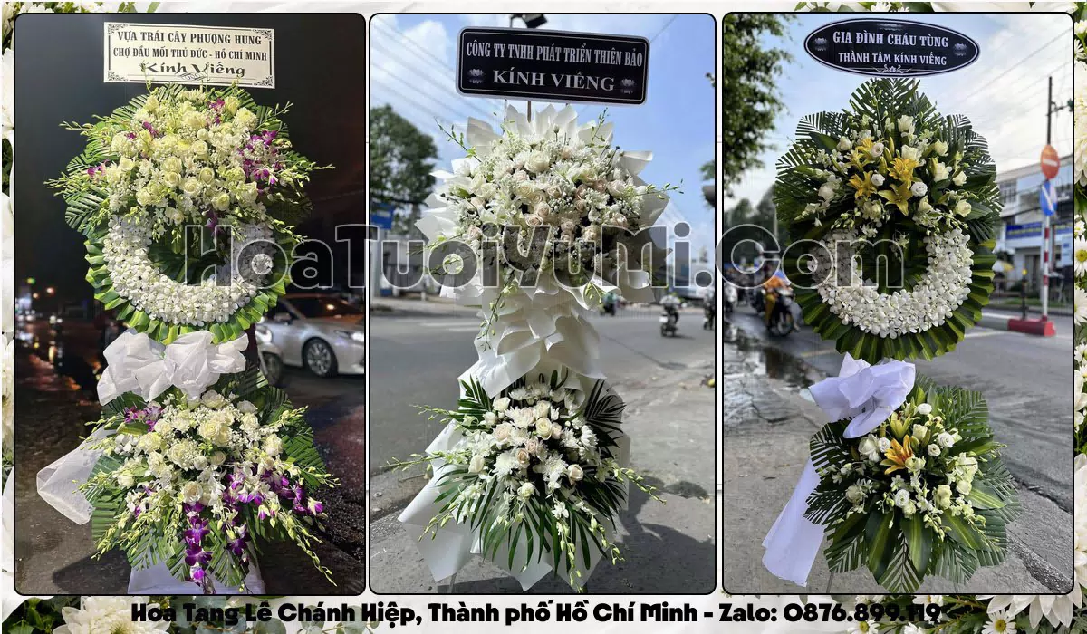 Vòng hoa viếng đám tang tại Phường Chánh Hiệp, Thành phố Hồ Chí Minh
