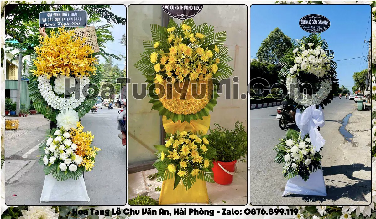 Vòng hoa viếng đám tang tại Phường Chu Văn An, Hải Phòng