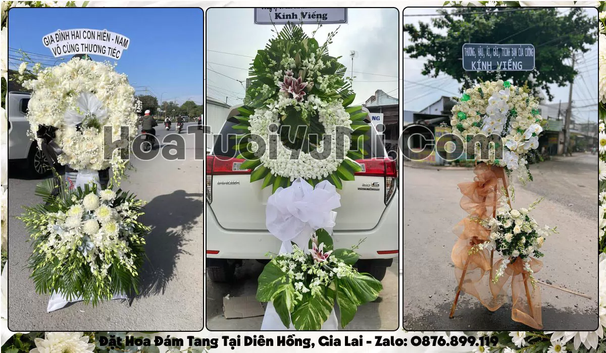 Vòng hoa viếng đám tang tại Phường Diên Hồng, Tỉnh Gia Lai