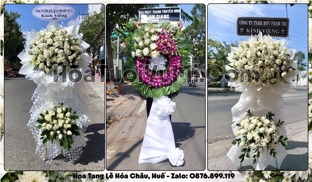 Vòng hoa viếng đám tang tại Phường Hóa Châu, Huế