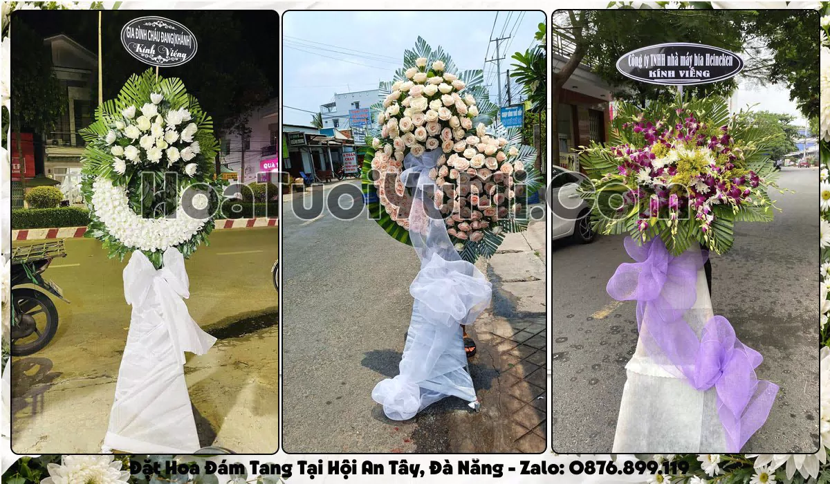 Vòng hoa viếng đám tang tại Phường Hội An Tây, Thành phố Đà Nẵng