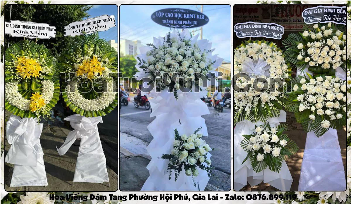 vòng hoa viếng đám tang Phường Hội Phú Gia Lai