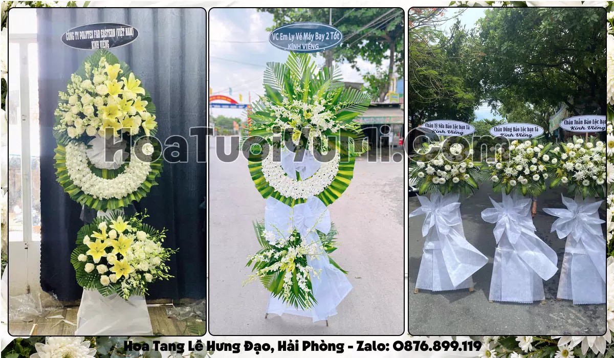Vòng hoa viếng đám tang tại Phường Hưng Đạo, Thành phố Hải Phòng