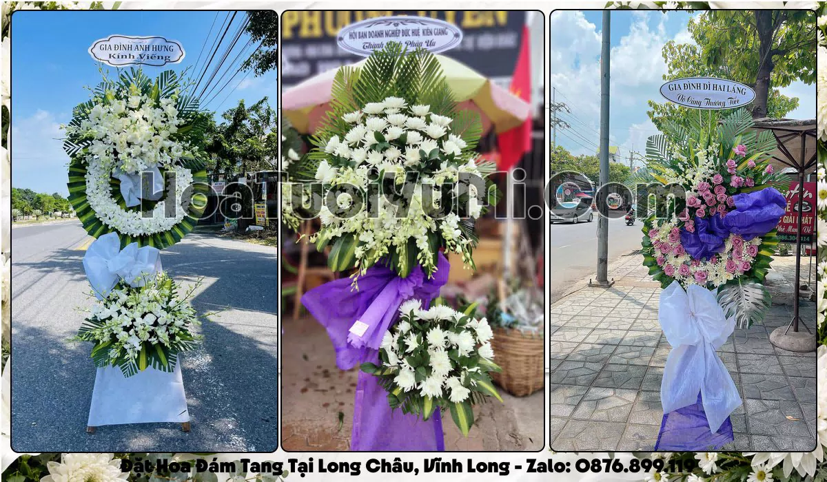 vòng hoa viếng đám tang tại Phường Long Châu, Vĩnh Long