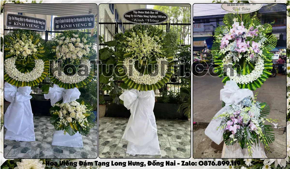 Vòng hoa viếng đám tang tại Phường Long Hưng, Tỉnh Đồng Nai