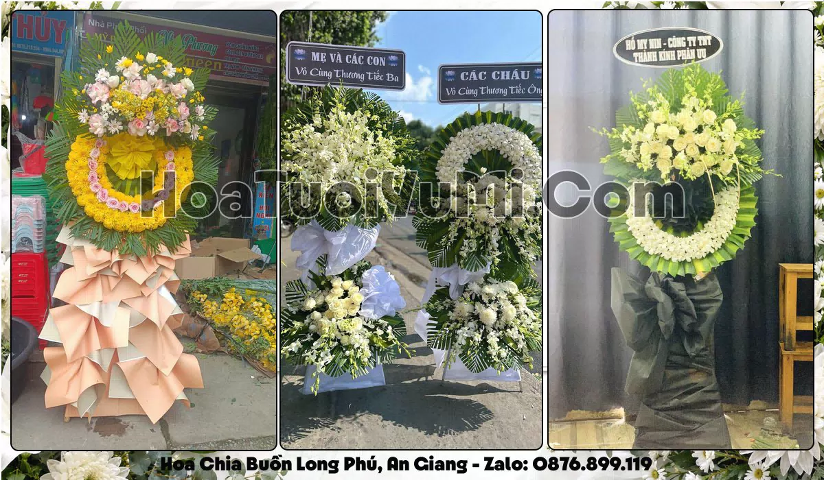 Vòng hoa viếng đám tang tại Phường Long Phú, An Giang