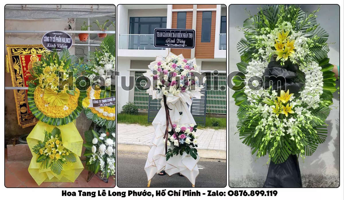 Vòng hoa viếng đám tang tại Phường Long Phước, Hồ Chí Minh