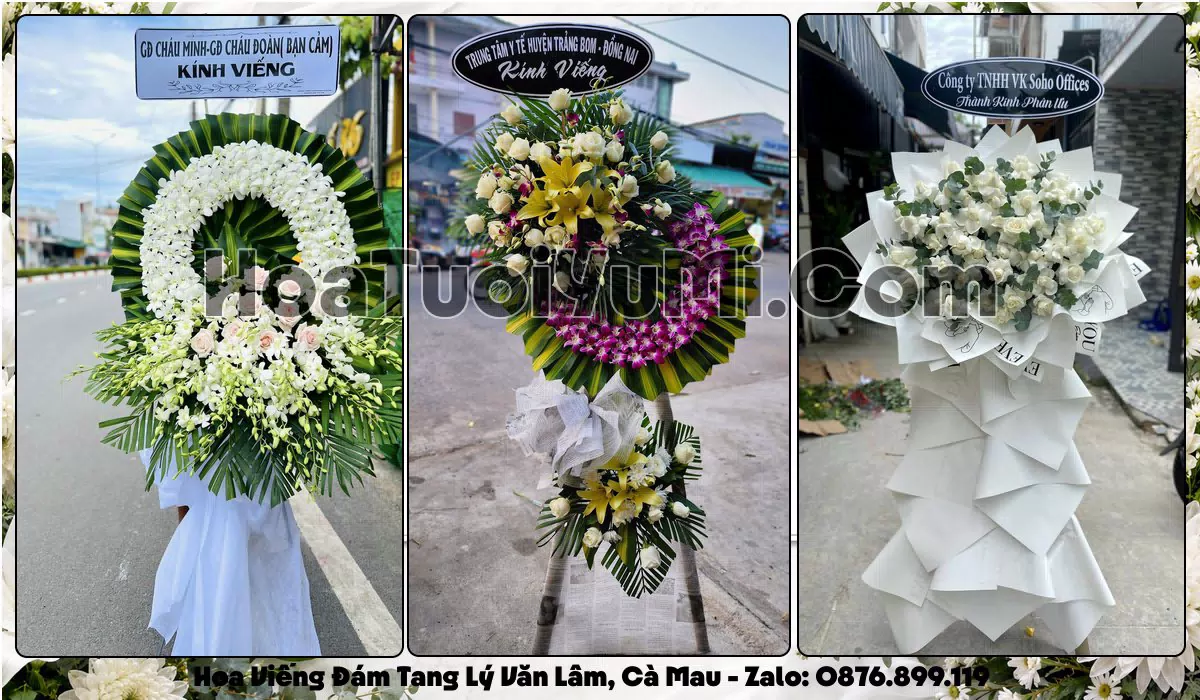 vòng hoa viếng đám tang tại Phường Lý Văn Lâm, Cà Mau