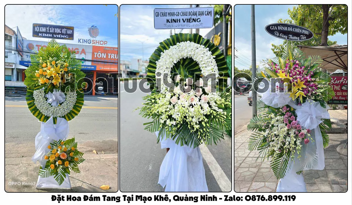 Vòng hoa viếng đám tang tại Phường Mạo Khê, Quảng Ninh