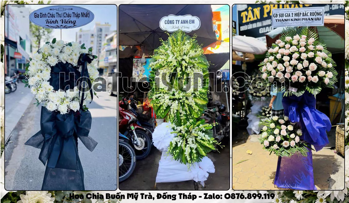 Vòng hoa viếng đám tang tại Phường Mỹ Trà, Đồng Tháp