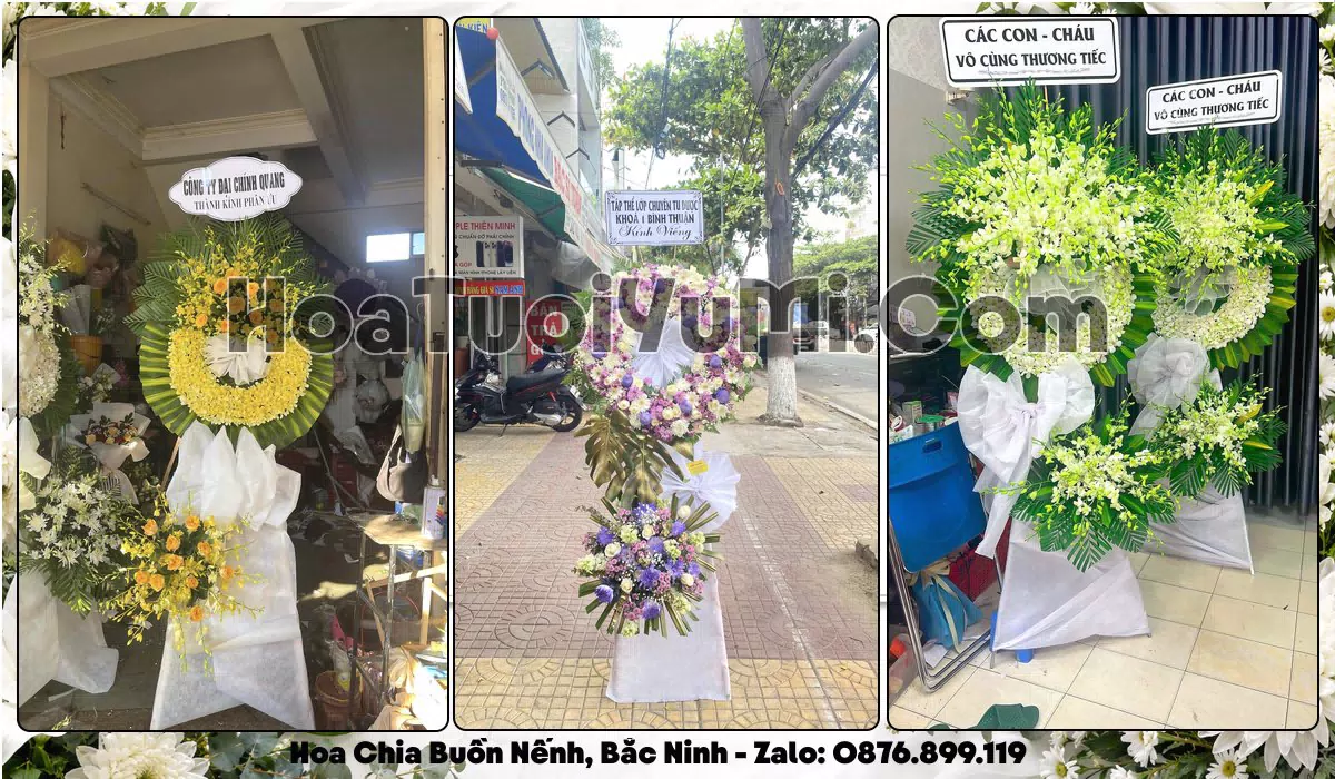 Vòng hoa viếng trắng tinh khôi giao tại Phường Nếnh, Tỉnh Bắc Ninh