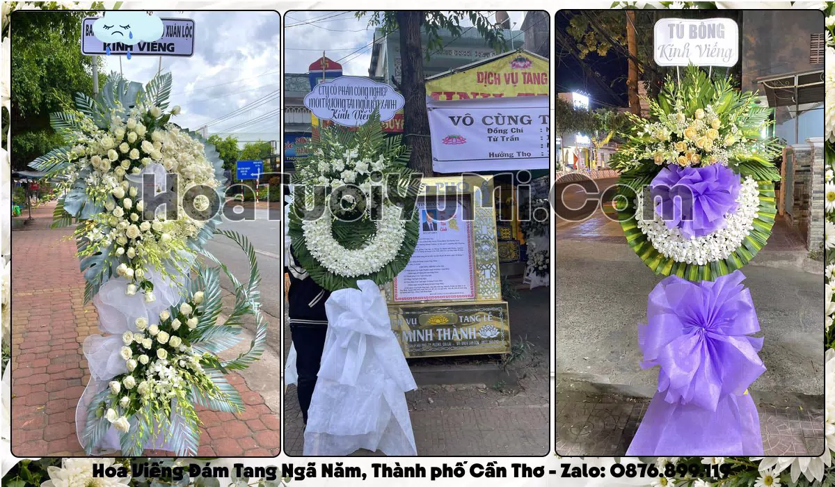 Vòng hoa viếng đám tang tại Phường Ngã Năm, Thành phố Cần Thơ