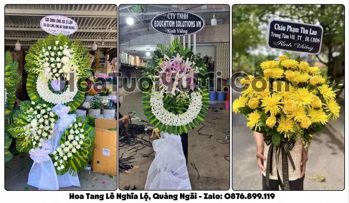 Vòng hoa viếng đám tang tại Phường Nghĩa Lộ, Tỉnh Quảng Ngãi