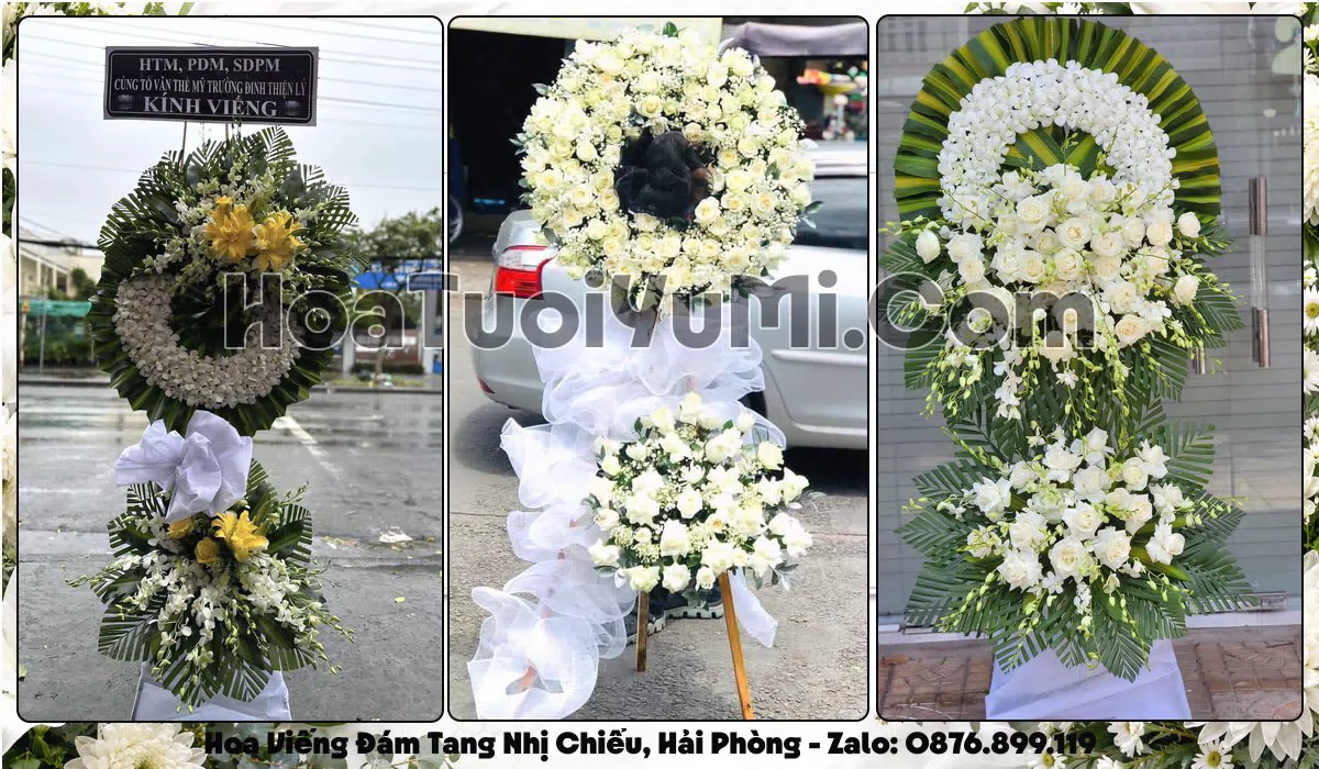 Vòng hoa viếng đám tang tại Phường Nhị Chiểu, Hải Phòng