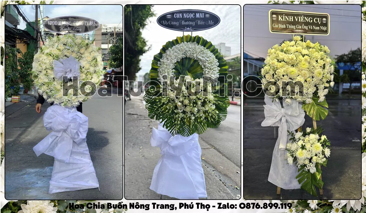 vòng hoa viếng tông trắng tại Phường Nông Trang, Phú Thọ