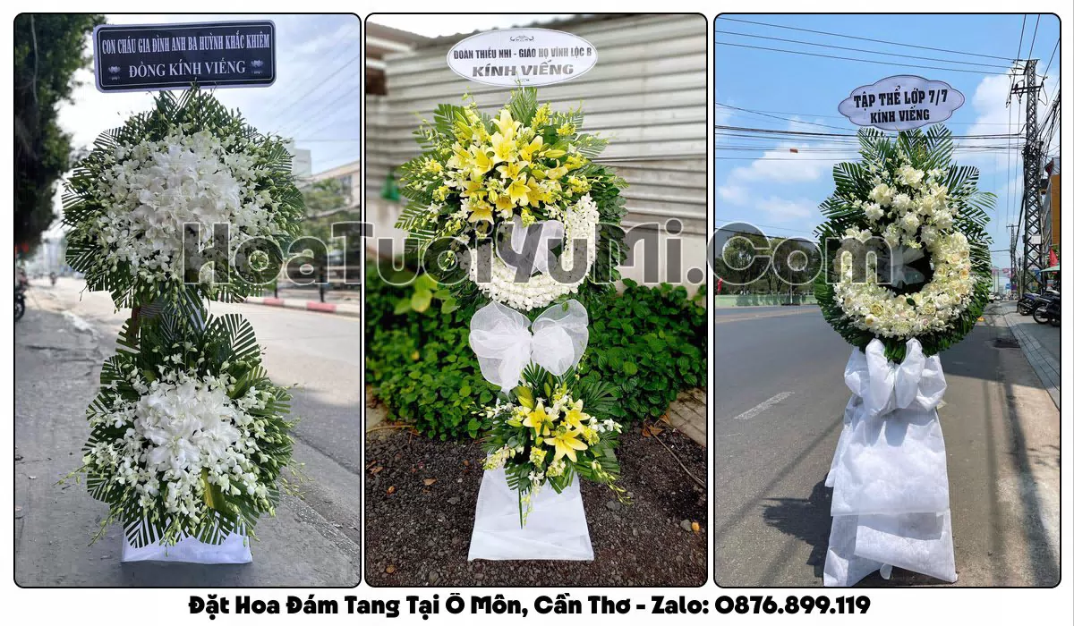 Vòng hoa viếng đám tang tại Phường Ô Môn, Thành phố Cần Thơ