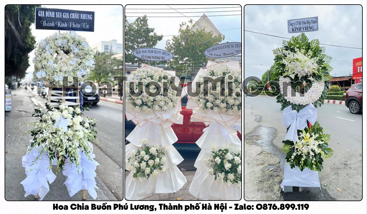 vòng hoa viếng đám tang tại Phường Phú Lương Thành phố Hà Nội