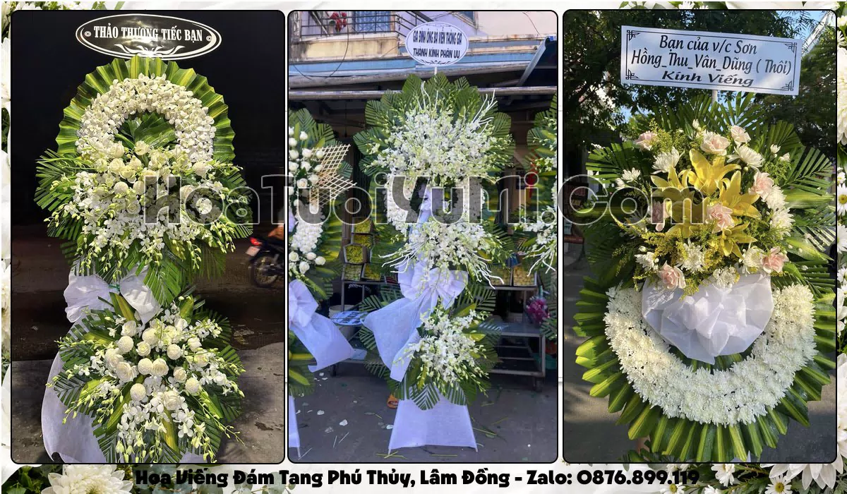 Vòng hoa viếng tang lễ tại Phường Phú Thủy, Tỉnh Lâm Đồng