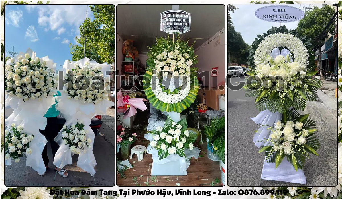 vòng hoa viếng đám tang tại Phường Phước Hậu, Vĩnh Long