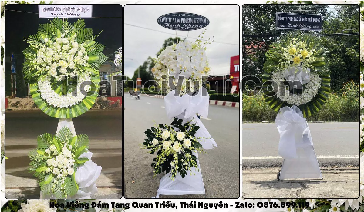 Vòng hoa viếng đám tang tại Phường Quan Triều, Thái Nguyên