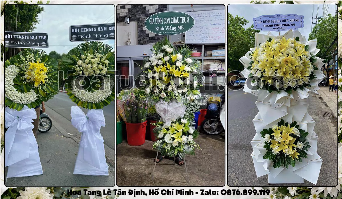Vòng hoa viếng đám tang tại Phường Tân Định, Thành phố Hồ Chí Minh