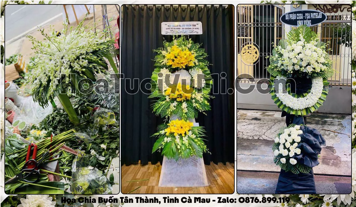 Vòng hoa viếng đám tang tại Phường Tân Thành, Cà Mau