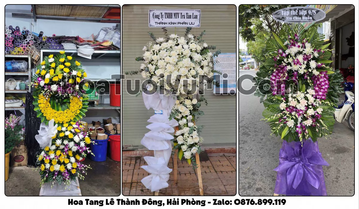 Vòng hoa viếng đám tang tại Phường Thành Đông, Hải Phòng