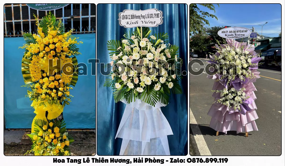 Vòng hoa viếng đám tang tại Phường Thiên Hương, Hải Phòng