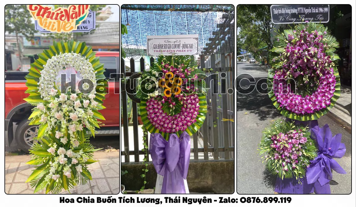 Vòng hoa viếng đám tang tại Phường Tích Lương, Thái Nguyên
