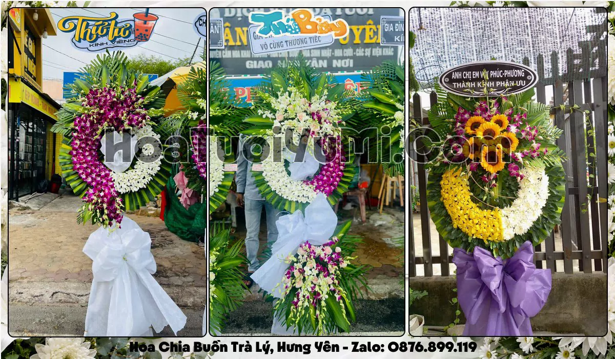 Vòng hoa viếng đám tang tại Phường Trà Lý