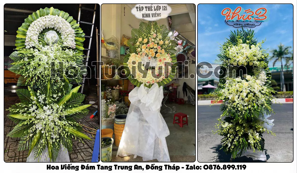 Vòng hoa viếng đám tang tại Phường Trung An, Đồng Tháp