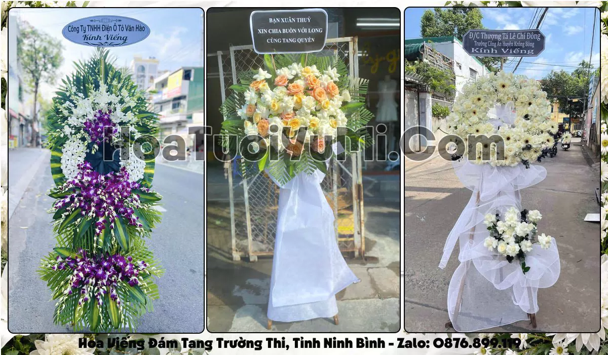 Vòng hoa viếng đám tang tại Phường Trường Thi, Ninh Bình