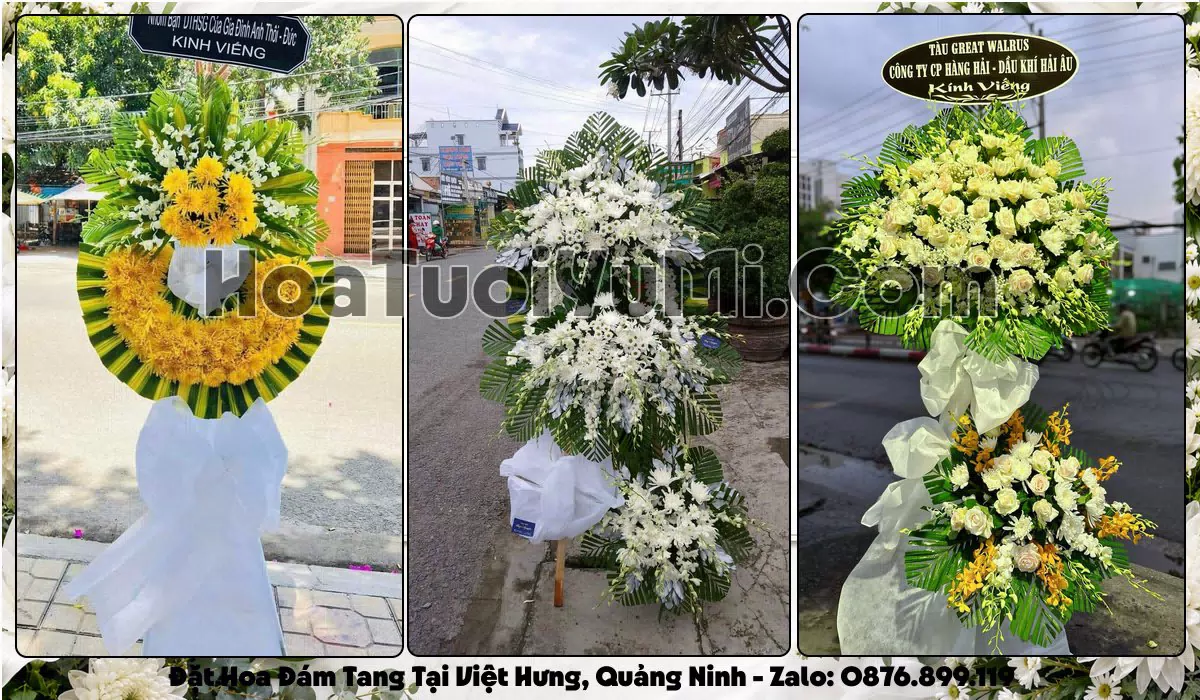 Vòng hoa viếng đám tang tại Phường Việt Hưng, Quảng Ninh