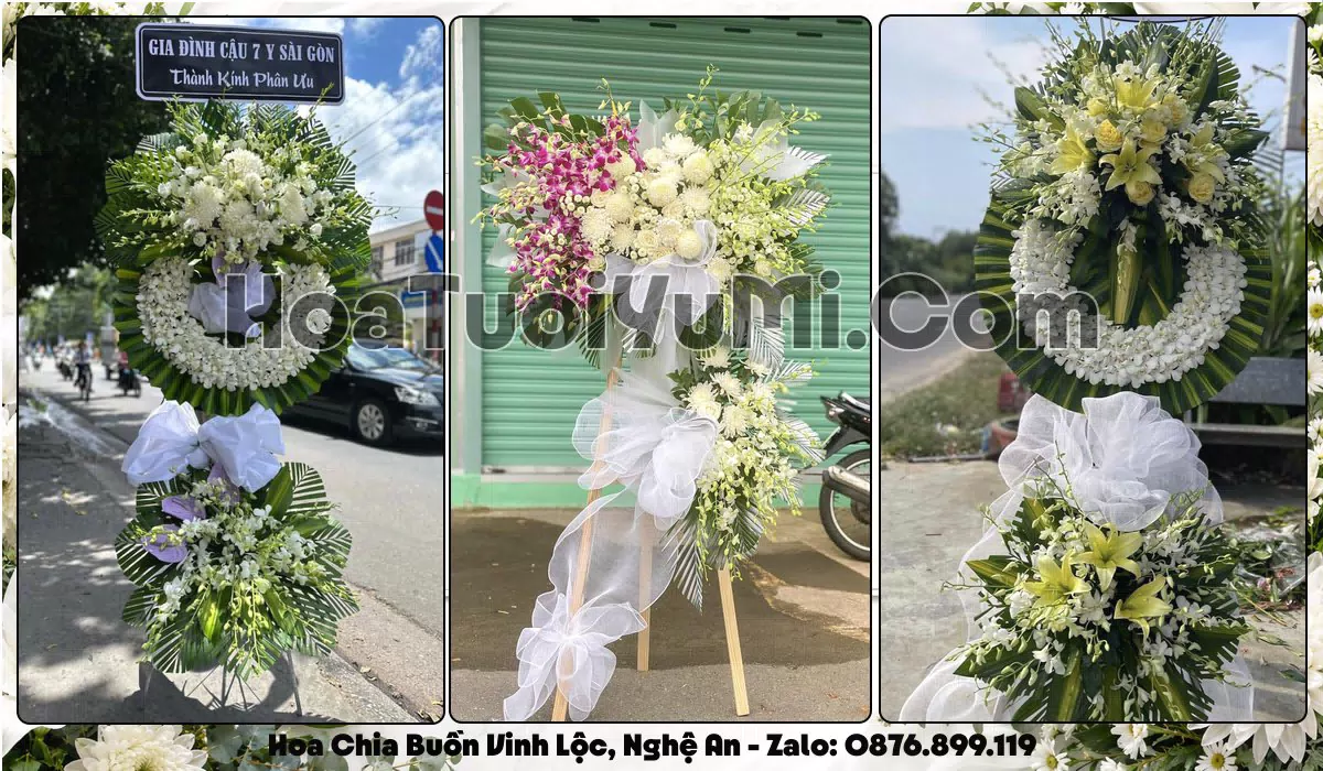 Vòng hoa viếng đám tang tại Phường Vinh Lộc, Tỉnh Nghệ An