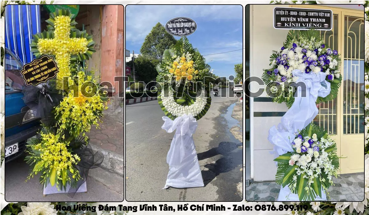 Vòng hoa viếng đám tang tại Phường Vĩnh Tân